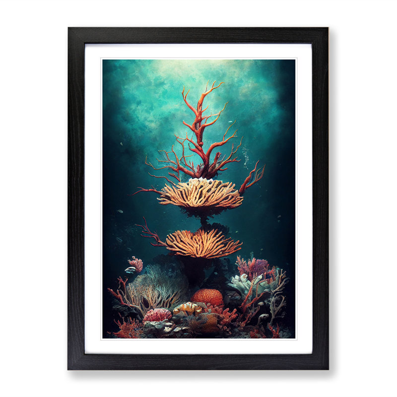 The Beautiful Coral Reef - Single Picture Frame Print, Black Framed, 64cm H x 46cm W x 2cm D