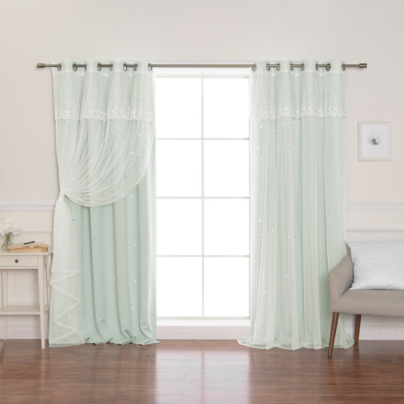 Mazzone Room Darkening Curtain, Mint