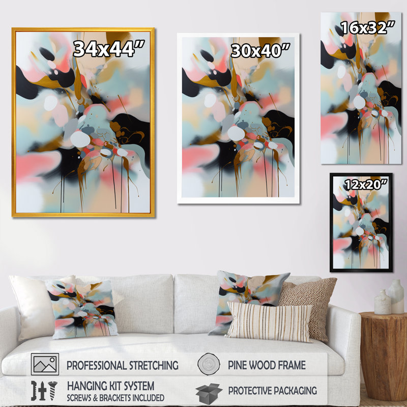 Luman Brushstroke III, impression sur toile, H 20 po x l 12 po x P 1 po, Cadre flottant noir