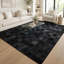 Tapis en cuir de vache noir patchwork, tapis en cuir véritable, décor de maison de luxe moderne-830840301