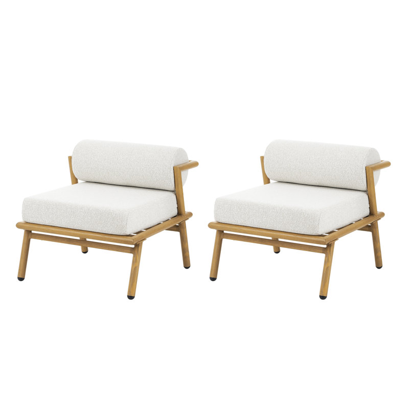 Chaises longues confortables, ensemble de patio moderne en teck d'aspect fer