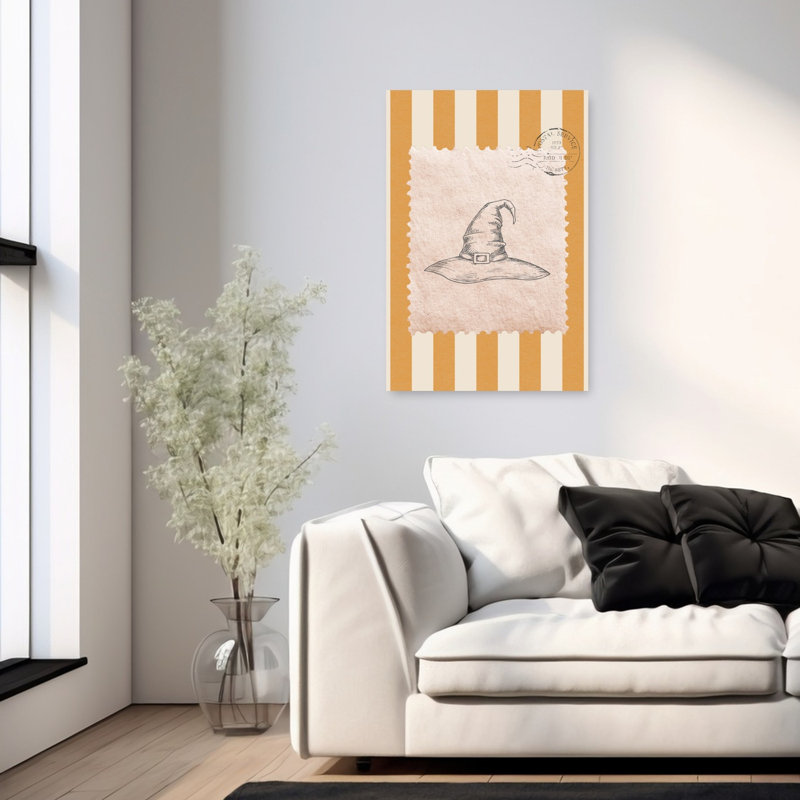 Tampon chapeau de sorcière vintage, affiche murale rétro classique, 36" H x 24" W