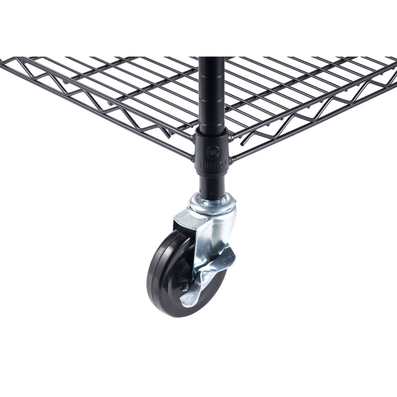 Trinity Black Epoxy 5-Tier 48x18x77 Wire Shelving with Wheels