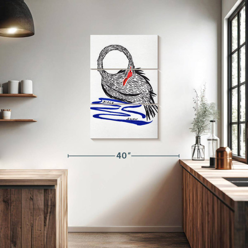 Cygne noir sauvage Brampt, H 38 po x l 24 po