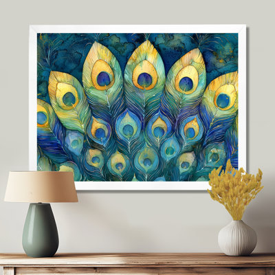 Emerald Peacock Feather Mosaic II - paon, art mural sur toile