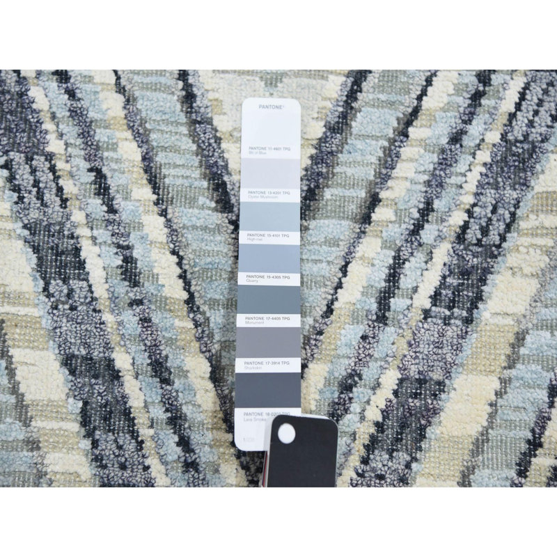 Tapis de couloir ivoire / gris noué à la main 4 pi 2 po x 12 pi 4 po Kashlyn