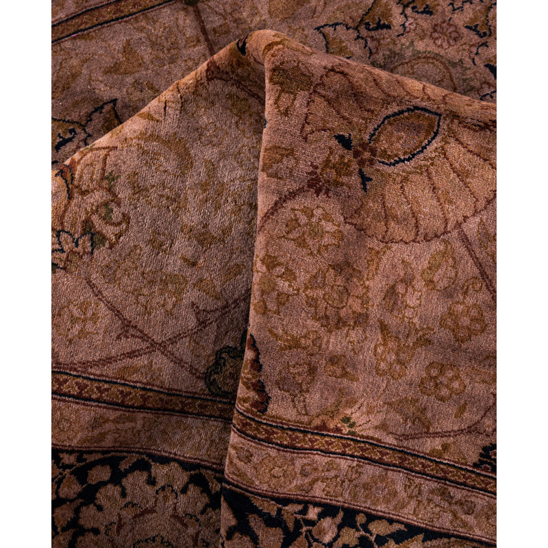 Overdyed Hand-Knotted Wool Modern-Contemporary Brown Area Rug 6' 2" x 6' 2"