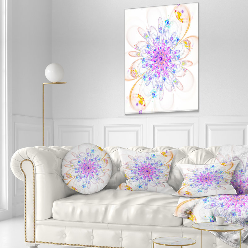 Fleur bleue fractale avec pétales abstraits - coussin à imprimé floral