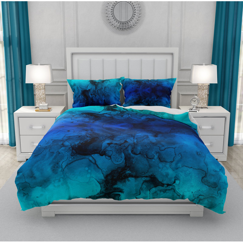 Polyester Abstract Duvet Cover, Queen Duvet Cover + 2 Shams, Abstract 1