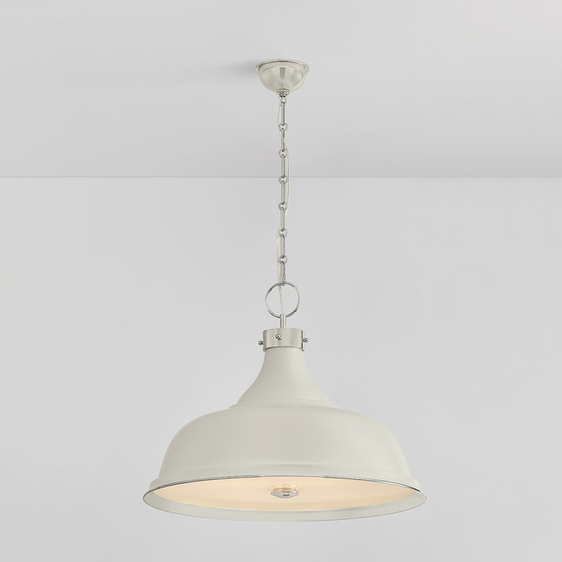 Painted No. 1 Pendant in Polished Nickel and Soft French Blue by Mark D. Sikes, Polished Nickel, Off-White
