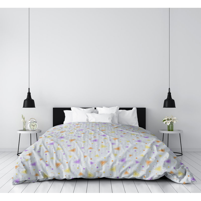 Housse de couette Katelyn Elizabeth, Polyester brossé, Housse de couette pour lit simple, Mauve et orange