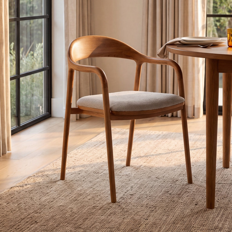 Alejandro 18.5'' H Upholstered Oak Armchair, Light Brown