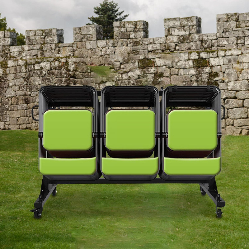 Chariot de chaise pliant robuste avec support de rangement, chariot en métal à hauteur réglable pour 42 chaises ou 12 tables, capacité de 400 lb avec roues verrouillables et housse résistante aux intempéries, noir