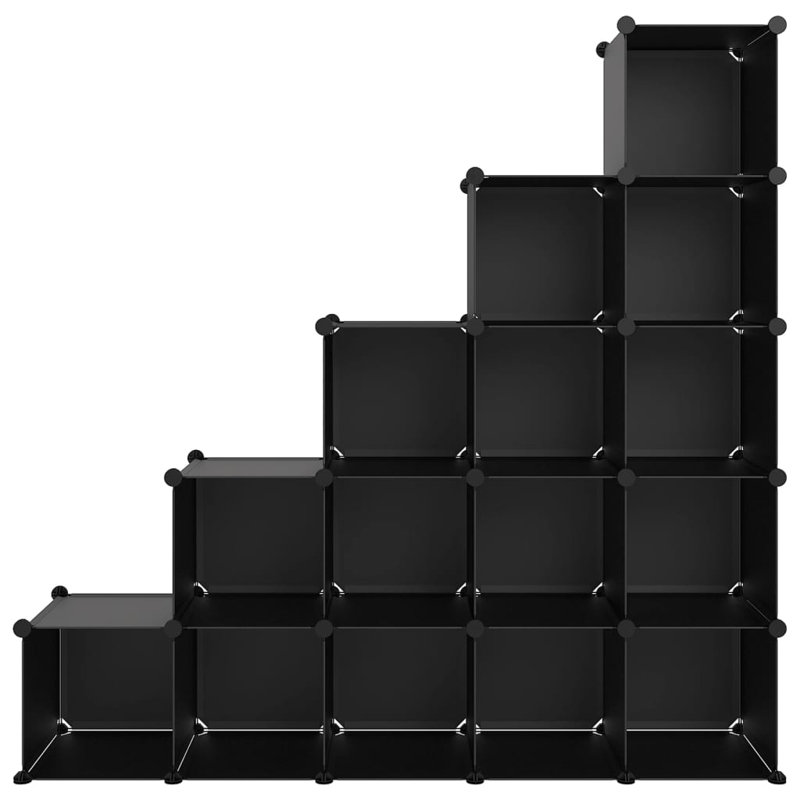 Organisateur de cubes de rangement Brayden Studio® avec 15 cubes noirs PP, Noir