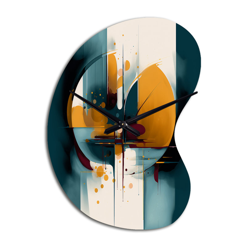 Exploration des motifs abstraits II - horloge murale géométrique de forme unique en métal, impression d'horloge murale asymétrique moderne