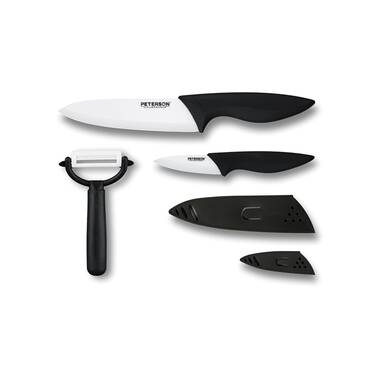 Melange Red Handle/Black Blade Ceramic/Metal 7-piece Knife Set
