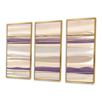 Shape Of Glam Mauve III - Shabby Elegance, ensemble de 3 toiles encadrées