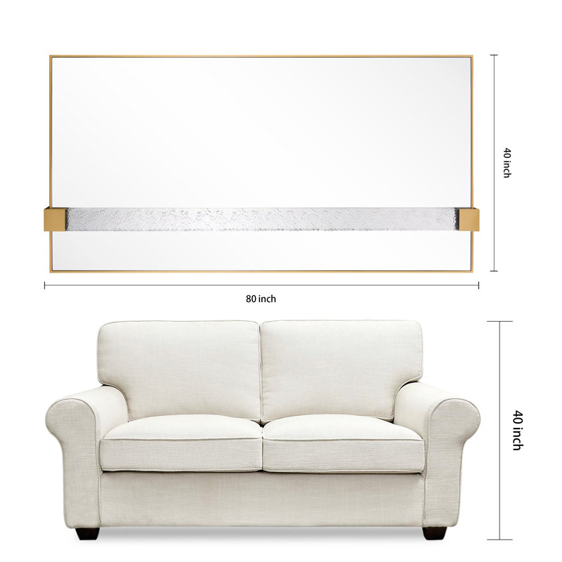 Gleaming Horizon 40"x80" Silver Mirror with Gold Iron Frame