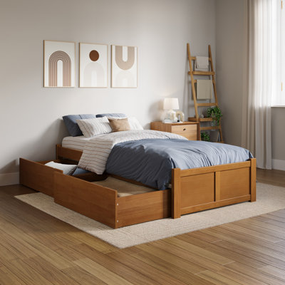 Concord Solid Wood Platform Bed with Footboard & Storage Drawers 