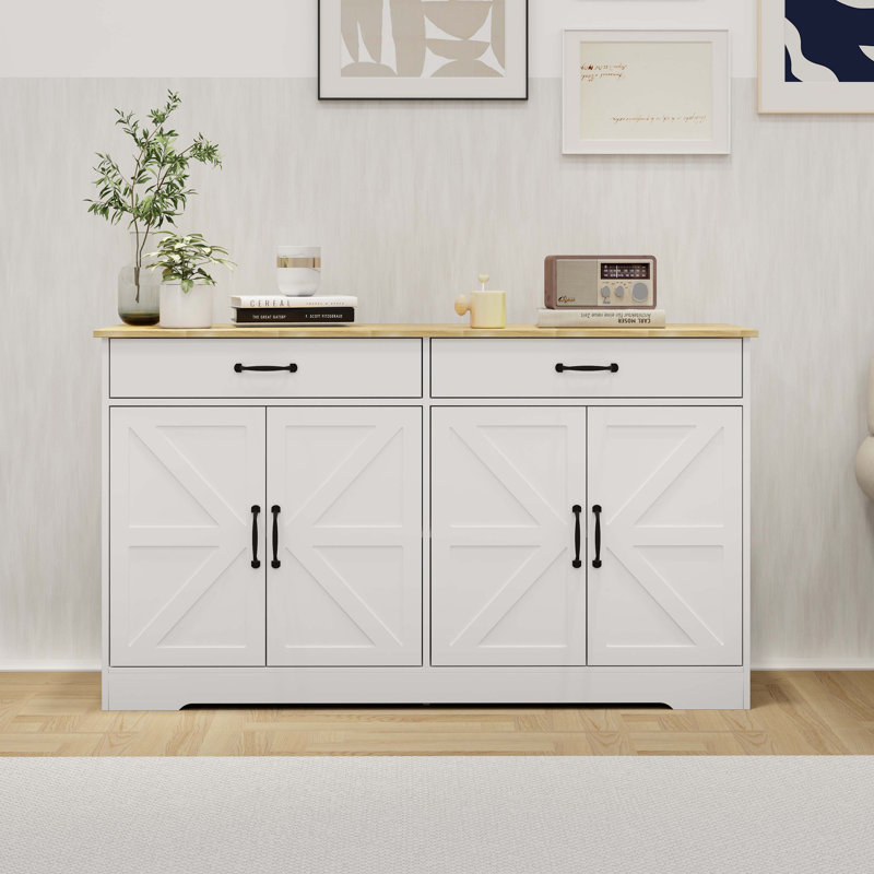 Buffet de rangement, armoire à buffet avec 2 tiroirs et 4 portes, armoire de salle à manger, crédence de bureau