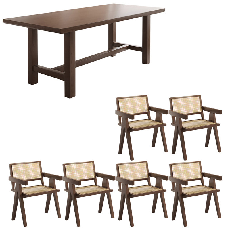 Ensemble de table de salle à manger en bois massif de style chinois, H 29,5 po x L 70,8 po x l 31,4 po