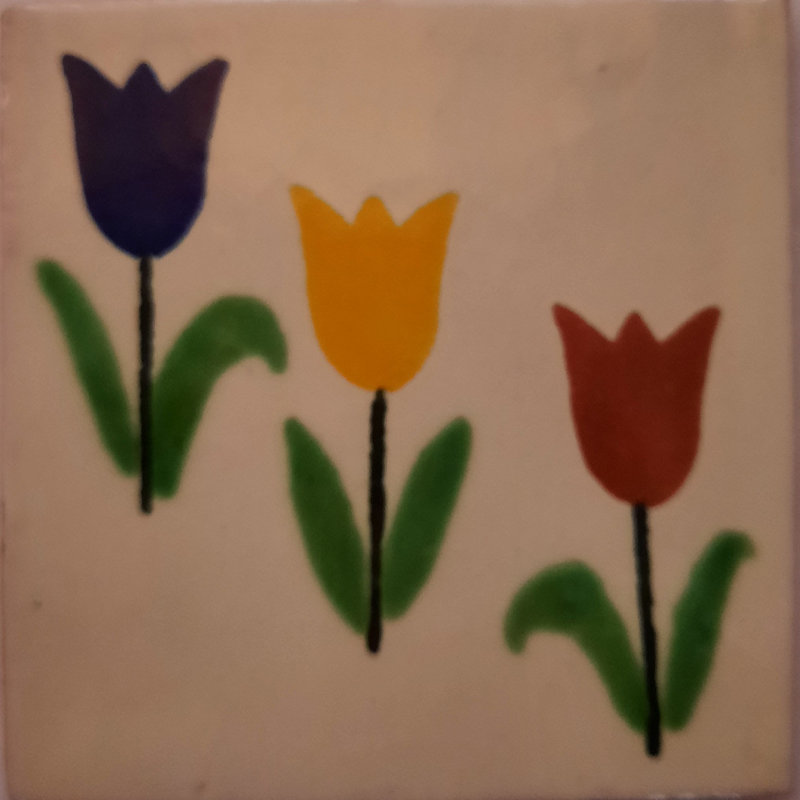 4.2" x 4.2" 9pcs TalaMex Tulips Talavera Mexican Tile