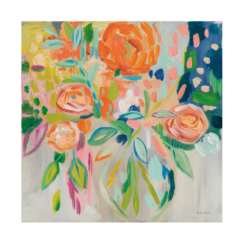 Art sur toile Farida Zaman «Summer Orange Floral», H 24 po x l 24 po x P 2 po