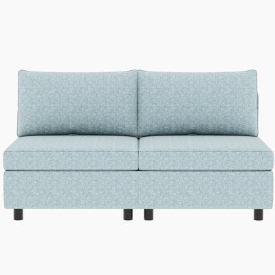 Canapé modulaire modulaire avec rangement sous le siège, canapé-lit, 2 pièces en tissu de chenille bleu antique