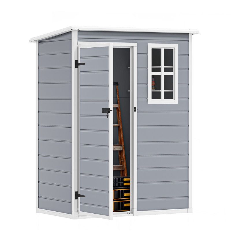  Remise de rangement en résine, Grey, 60.8" H x 53.1" W x 29.9" D