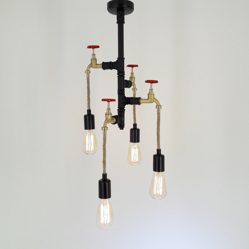 Lustre spectaculaire et unique à 4 lumières avec détails en corde Huw