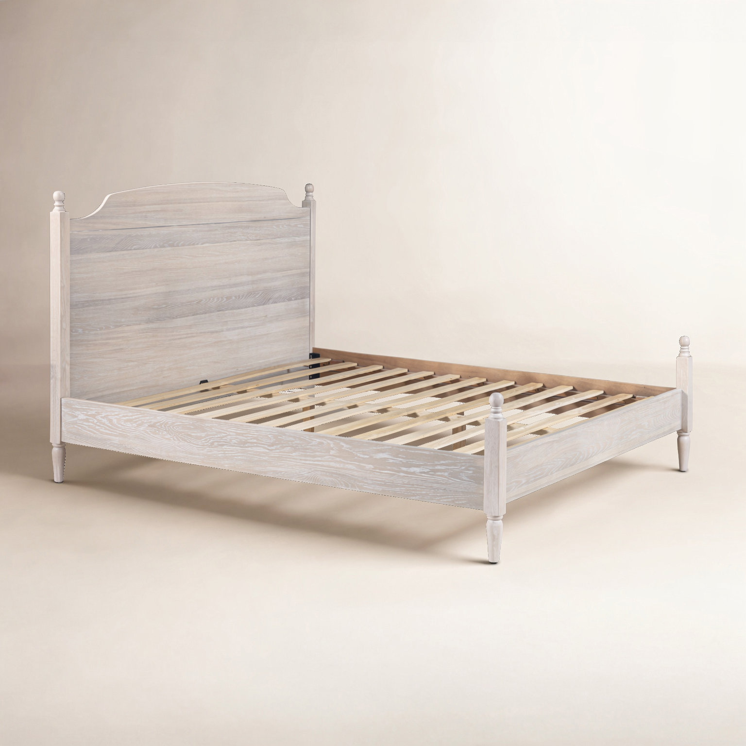 Schilling Four Poster Oak Bed, White, Queen