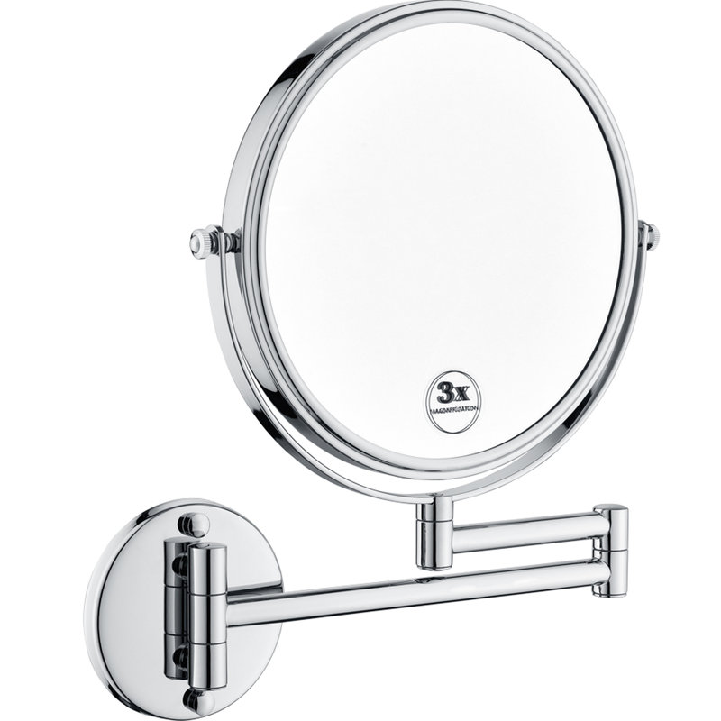 Miroir grossissant pour meuble-lavabo de 8 pouces avec fixation murale à DEL, 12 rallonges, finition, grossissement 1X / 3X, rotation de 360 degrés, imperméable, pour une installation sur support