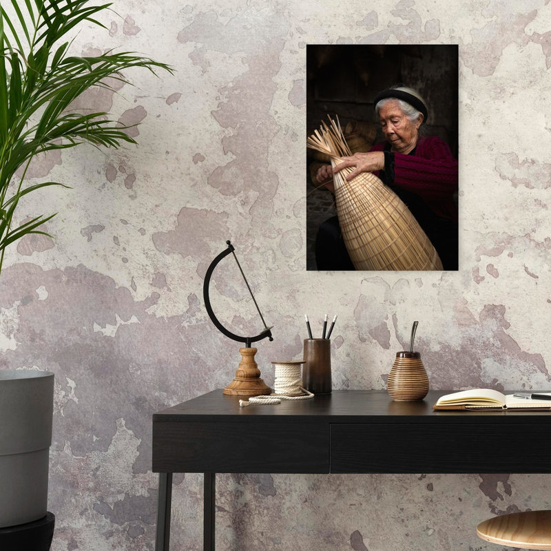 Elderly Artisan Weaving Traditional Bamboo Wall Art Print 1 Piece Wrapped Canvas Wall Art, 60.96cm H x 40.64cm W