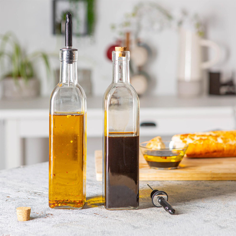Glass Oil & Vinegar Cruet Set, 32 cm H x 6 cm W x 6 cm D