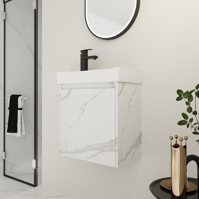 20" Wall-Mounted Vanity with Ceramic Sink