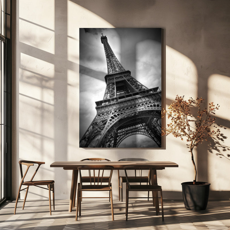 Art mural, Tour Eiffel dans un cadre flottant, Toile tendue, H 36 po x l 24 po x P 1,5 po