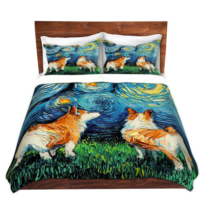 DiaNoche Duvet Covers Sets Microfiber by Aja Ann - Corgi Night