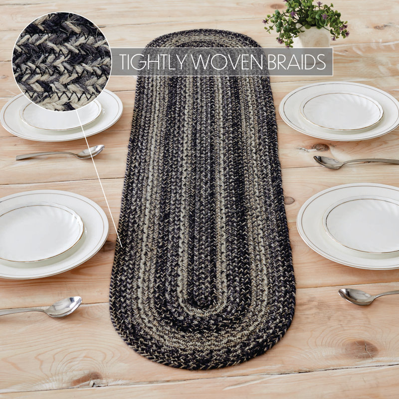  Round Geometric Jute Table Runner, 48" L x 12" W