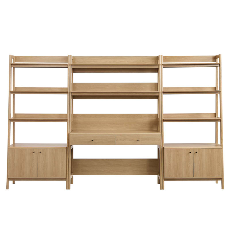 Bixby Oak 3-Piece Office Desk and Bookshelf Set