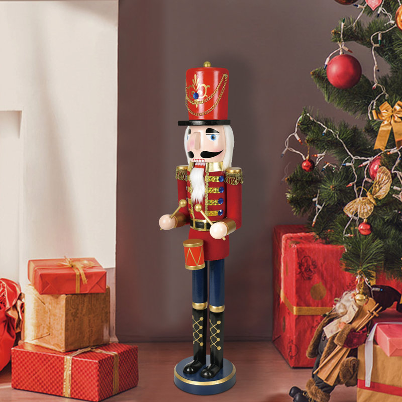 Statue de soldat casse-noisette en bois fait à la main , H 24 po x l 4,7 po x P 5,6 po