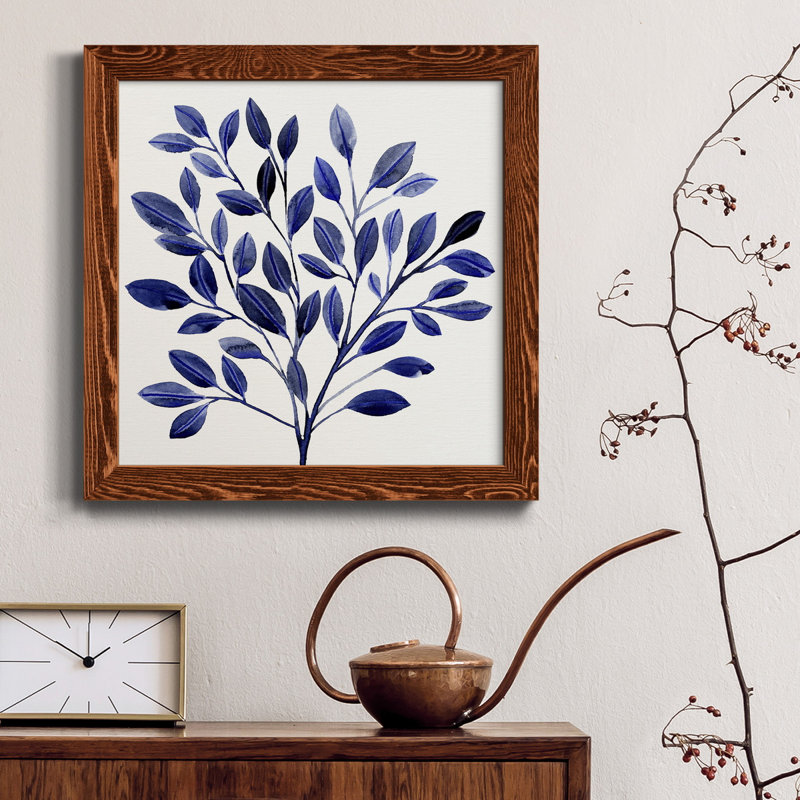 " Deep Blue Branch I ", 31.5" H x 31.5" W x 1.5" D, Maple Framed