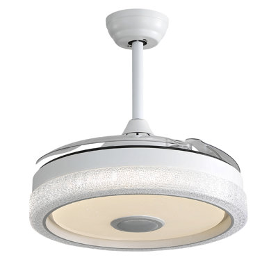 42 Inch Modern Invisible Ceiling Fan, 120V 3 Abs Blades Remote Control Reversible Dc Motor With 36W Led Light