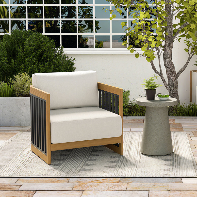 Chaise longue avec coussins Sereno, Noir / teck
