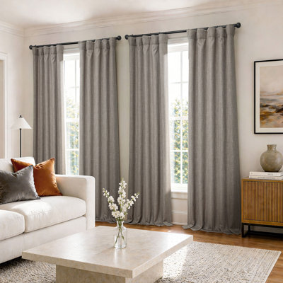 Ottis Faux Linen Room Darkening Curtain Panel