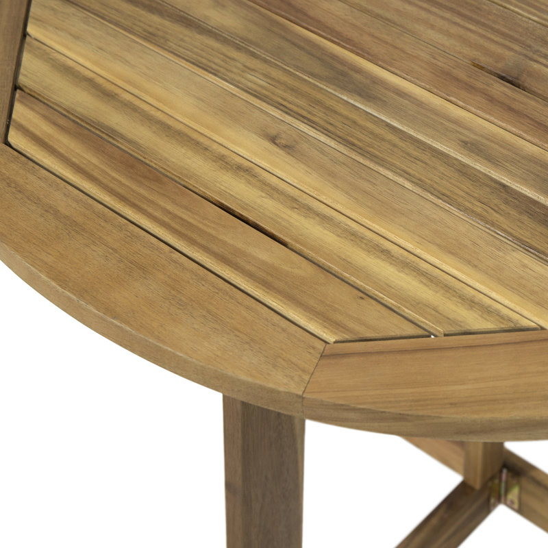 Table bistro semi-ronde en bois, pliable avec charisme naturel