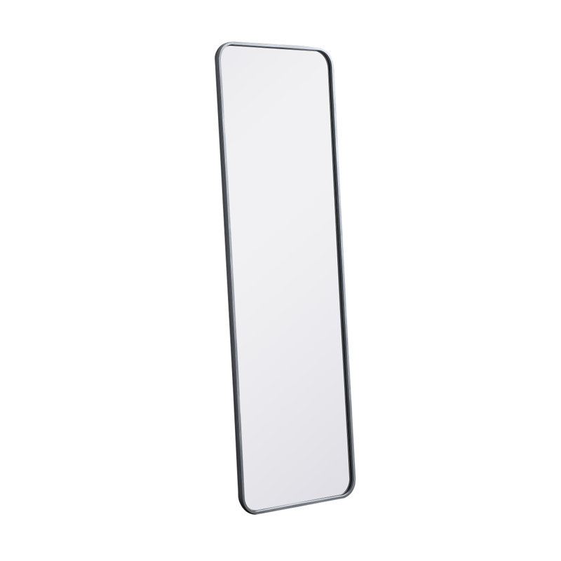 Sabine Metal Rounded Rectangle Wall Mirror, Silver, 60" x 18"