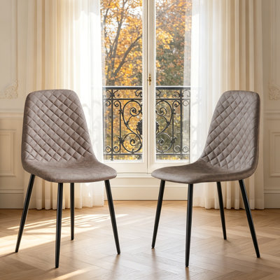 Modern Suede/Faux Leather Upholstered Dining Chair with Metal Frame