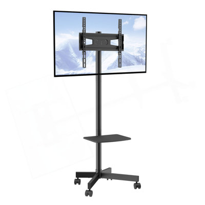 Meuble télé mobile, chariot télé mobile pour téléviseurs de 23 à 60 pouces, meuble télé portatif à hauteur ajustable avec roulettes, avec plateau pour appareils audiovisuels, meuble télé roulant avec support