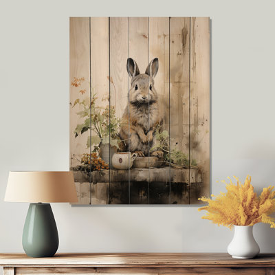 Art asiatique, lapin Sumi I sur bois