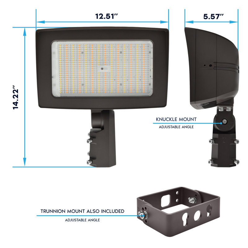 Projecteur à DEL LUXRITE, 100/120 / 150W, 3CCT, jusqu'à 22500LM, monture à crépuscule et à photocellule à crépuscule et à tourelle, gradué IP65 120-277 V, homologué UL